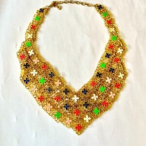 Colorful Floral Gold Necklace